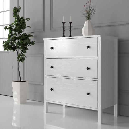 Venezia 3 Çekmeceli Şifonyer Ahşap Ayaklı - Minifiks - Wood Beyaz