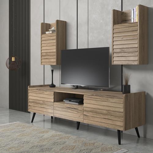 Della Panjur Kapaklı 2 Kapak 1 Çekmece Premium 180 Cm Tv Ünitesi - Minifiks - Pera - Siyah