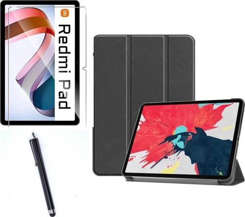 Xiaomi Redmi Pad Uyumlu Standlı Kılıf + Nano Flexible Kırılmaz Ekran Koruyucu + Tablet Kalemi