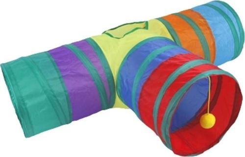 Katlanabilir 3 Yönlü Kedi Oyun Tüneli 80 Cm Gökkuşağı 2112