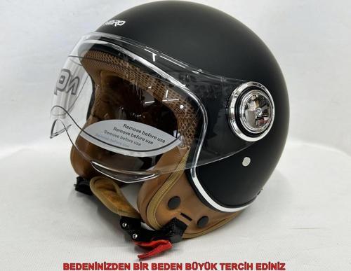 Yarım Kask Tk-06 Mat Siyah Şefaf Vizörlü