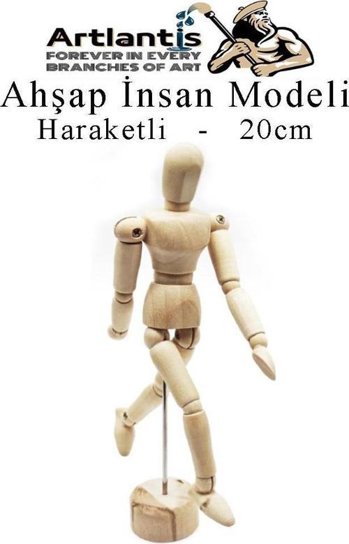 Ahşap İnsan Modeli 20 cm 1 Adet İnsan Figürlü Ahşap Model Manken Resim Ressam Eğitimi Tahta Adam Kukla Stilist