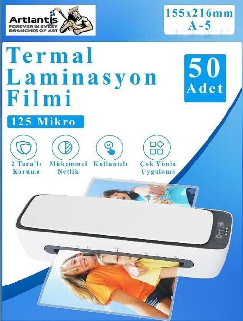 Laminasyon Filmi Parlak A5 50 li 1 Paket 125 Mikron Laminasyon Kaplama Pvc Kaplama Poşeti 50 Adet