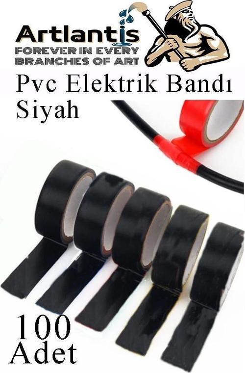 Siyah Elektrik Bandı 100 Adet Pvc İzolo Bant Elektrikçi Bandı Su Geçirmez Isıya Dayanıklı Yalıtım Bandı