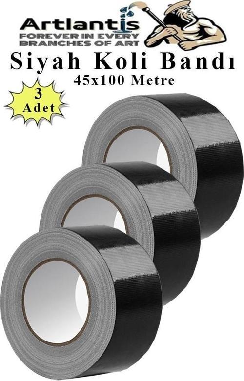 Siyah Koli Bantı 100 Metre 3 Adet 45mm x 100 Metre Renkli Koli Bandı Extra Güçlü Formül Akrilik Koli Bandı