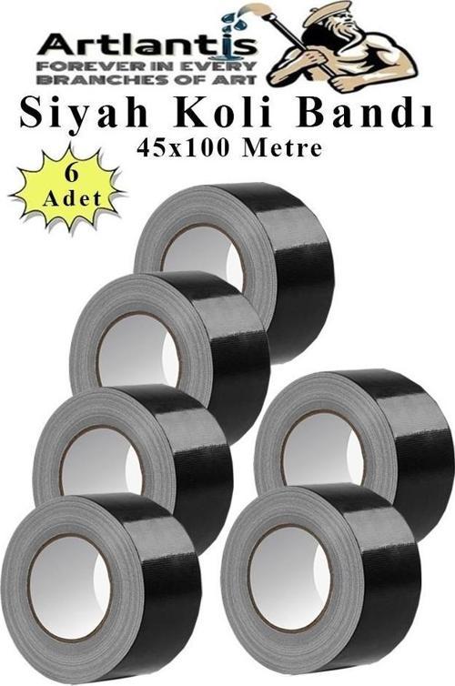 Siyah Koli Bantı 100 Metre 6 Adet 45mm x 100 Metre Renkli Koli Bandı Extra Güçlü Formül Akrilik Koli Bandı