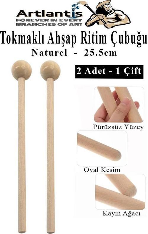 Tokmaklı Ahşap Ritim Çubuğu 2 Adet 1 Çift Okul Öncesi Eğitici Anaokulu Ritim Tokmağı Çubukları Çocuk Etkinlik Perkusyon 