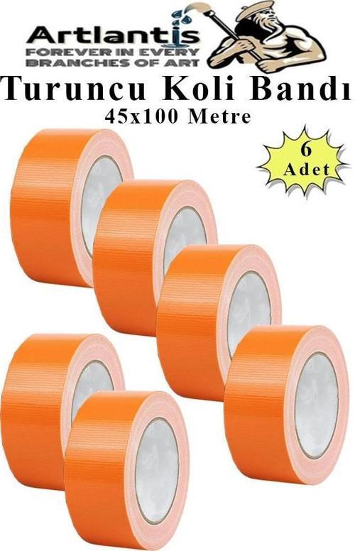 Turuncu Koli Bantı 100 Metre 6 Adet 45mm x 100 Metre Renkli Koli Bandı Extra Güçlü Formül Akrilik Koli Bandı