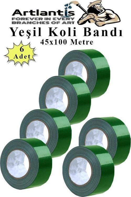 Yeşil Koli Bantı 100 Metre 6 Adet 45mm x 100 Metre Renkli Koli Bandı Extra Güçlü Formül Akrilik Koli Bandı