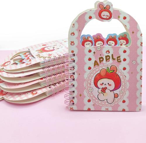 Apple Elma Tavşan Ayraçlı A6 Not Defteri (10x15 cm) - Çiçekli Tavşan