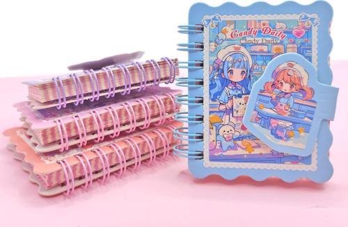 Candy Sevimli Kız Cırtlı Cep Boy Mini Not Defteri (7x8 cm) - Mavi