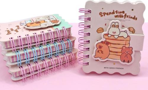 Capybara Tavşan Ayı Cırtlı Cep Boy Mini Not Defteri (7x8 cm) - Beyaz