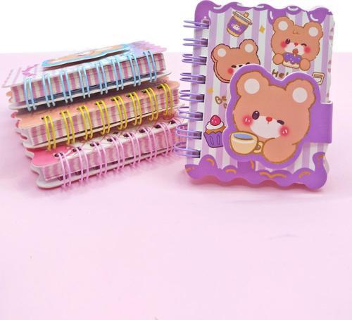 Hello Bear Cırtlı Cep Boy Sevimli Ayıcık Mini Not Defteri (7x8 cm) - Mor