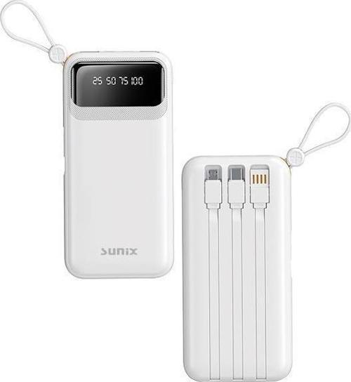 10.000 Mah Dijital Göstergeli Kendinden Kablolu Powerbank Beyaz PB-120