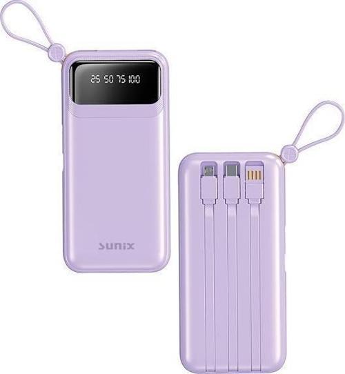 10.000 Mah Dijital Göstergeli Kendinden Kablolu Powerbank Mor PB-120