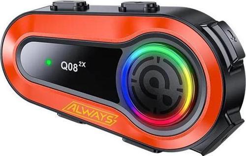 Q08 2X 1000m Telsiz Mesafeli Özellikli 2 Kişi Bağlantılı Bluetooth Kask Kulaklık Ekranlı Fenerli Mü