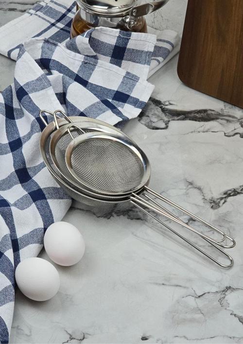 Paslanmaz Mutfak Süzgeç Seti - 3lü Sebze Makarna Süzgeci Takımı - 3 Parça, Küçük Boy