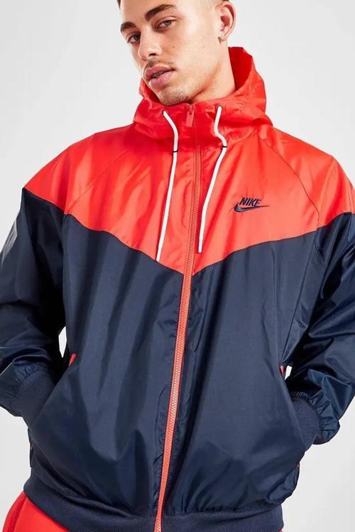 Windrunner Full Zip Jacket Kapüşonlu Erkek Ceket Rüzgarlık Lacivert Kırmızı