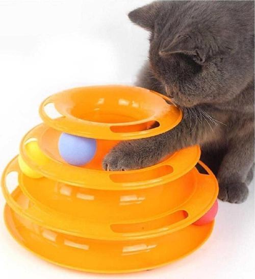 3 Katlı Toplu Yuvarlak Kedi Oyuncağı, Sarma Topu, Turuncu Toplu Yuvarlak Kedi Oyuncağı Kedi Eğlencesi