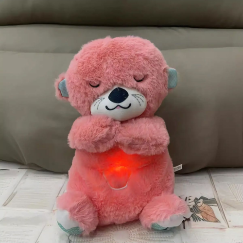 Uyku arkadaşı su samuru ışıklı hareketli müzikli bebek oyuncakları PEMBE