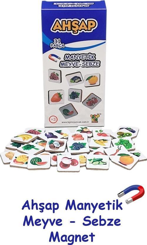 Eğitici Ahşap 31 Parça Meyve-Sebze Magnet