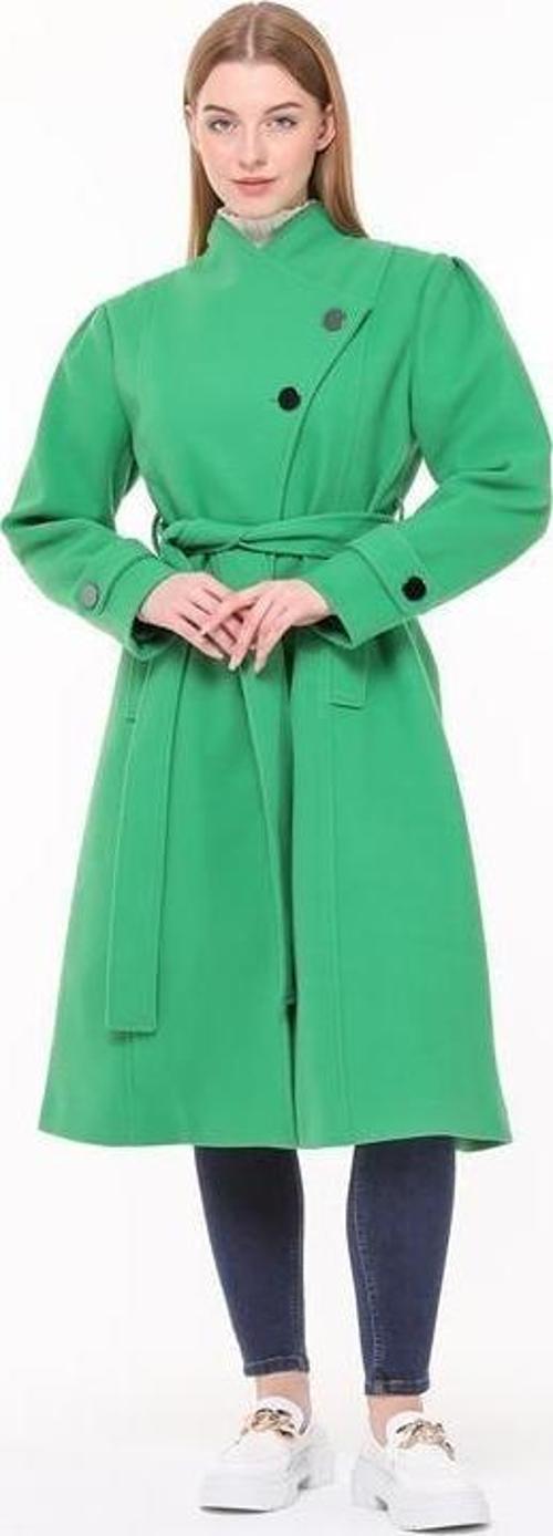 Dipmoda kadın midi oversize yün kaşe kaban DPPLTN03 - Benetton Yeşili