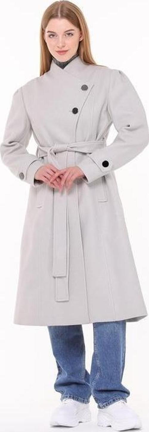 kadın midi oversize yün kaşe kaban DPPLTN03 - Gri