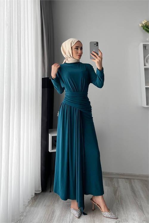 kadın candy kumaş tesettür elbise NMS047