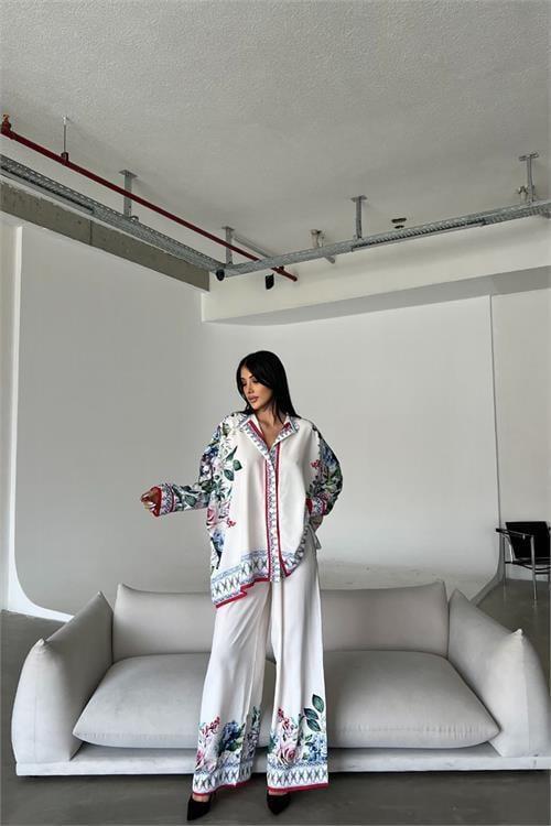 kadın jessica kumaş pantolon gömlek ikili takım DPMS42100