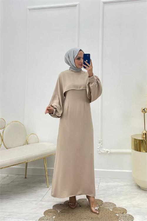 kadın likralı taş detaylı tesettür elbise NMS011