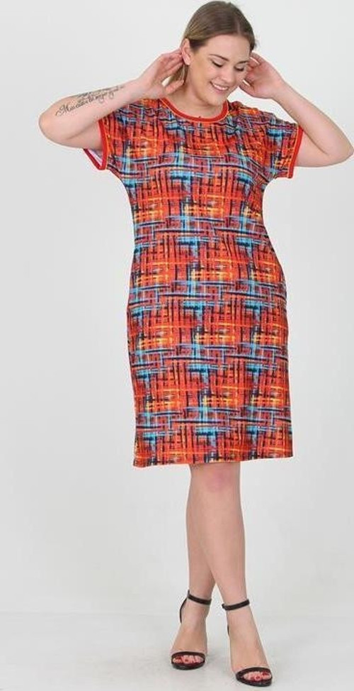 kadın viskon desenli büyük beden yazlık elbise AYSL29