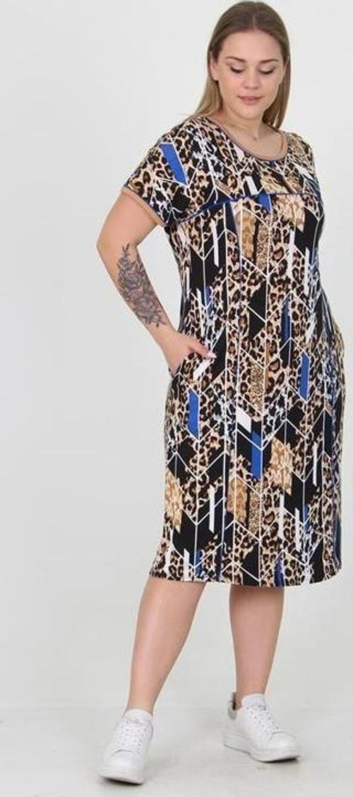 kadın cepli esnek kumaş büyük beden viskon elbise AYSL20