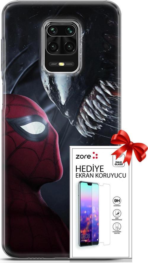 Xiaomi Redmi Note 9 Pro Kılıf Orijinal Seri Supers 09 Spider-Man Vs Venom Uv Kılıf Ve Ekran Koruyucu