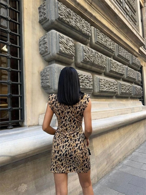 LEOPAR KISA ELBİSE SANDY - Leopar