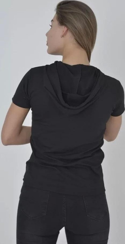 Kapşonlu Slim Fit T-shirt - Siyah