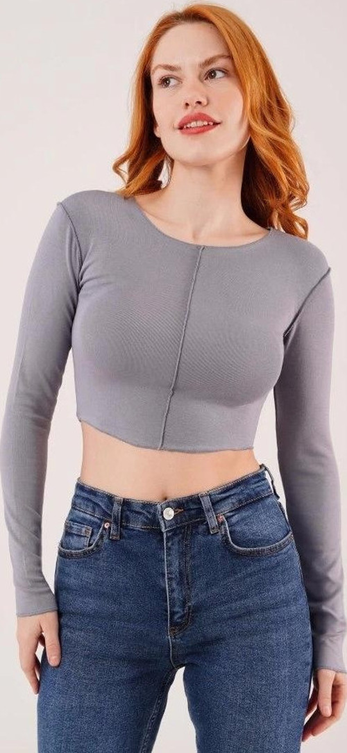 Ters Dikişli Basic Antrasit Body Bluz