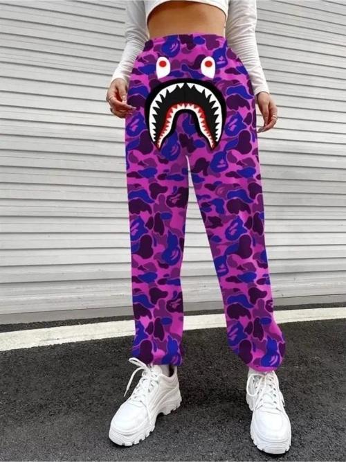 Bape Shark Dijital Baskılı Eşofman Altı - Mor