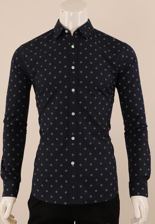 Uzun Kol Slim Fit Desenli Gömlek