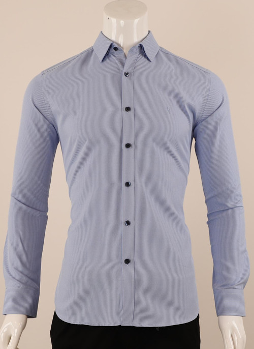 Uzun Kol Slim Fit Çizgili Gömlek