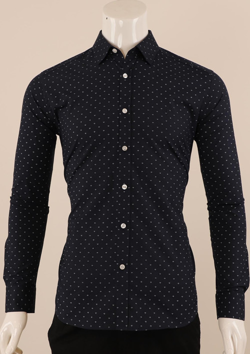 Uzun Kol Slim Fit Desenli Gömlek