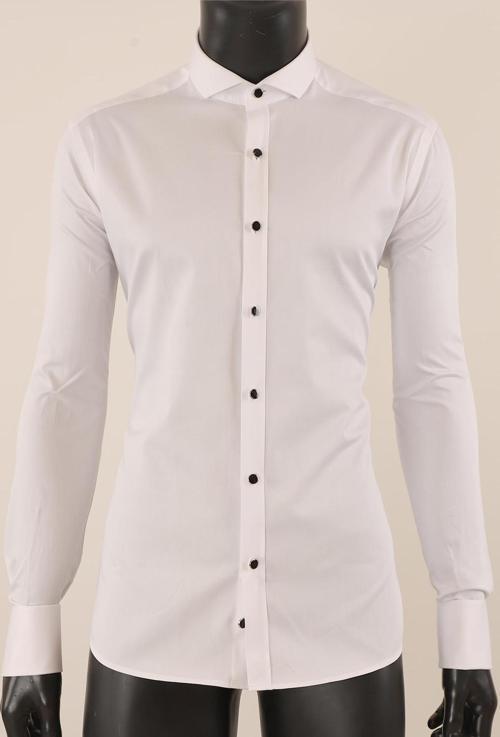 Uzun Kol Slim Fit Damatlık Beyaz Gömlek