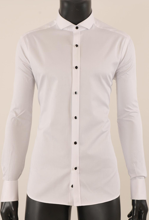 Uzun Kol Slim Fit Damatlık Beyaz Gömlek