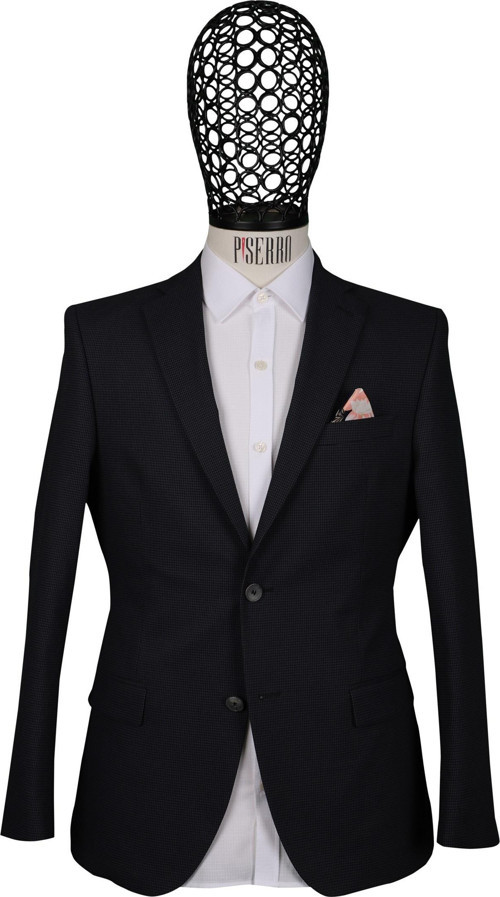 Slim Fit Desenli Antrasit Rengi Ceket