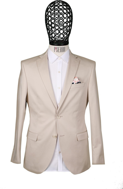 Slim Fit Klasik Desenli Bej Rengi Ceket