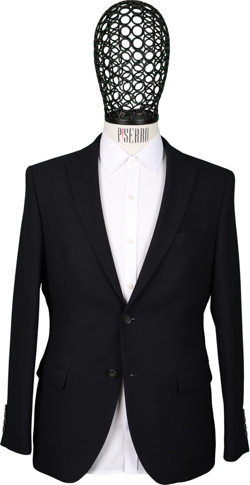 Slim Fit Klasik Desenli Lacivert Ceket