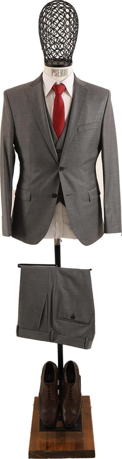 Yelekli Slim Fit Erkek Takım Elbise