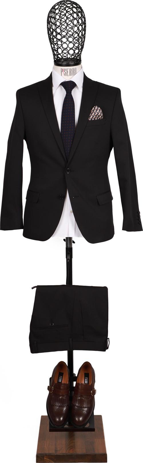 Slim Fit Siyah Takım Elbise