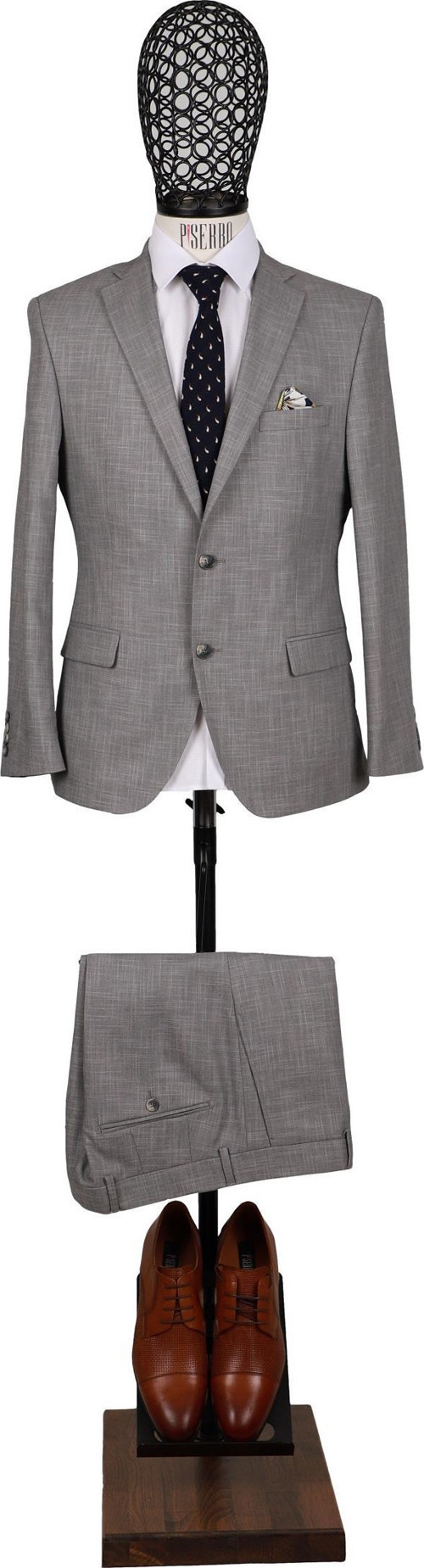 Slim Fit Gri Takım Elbise