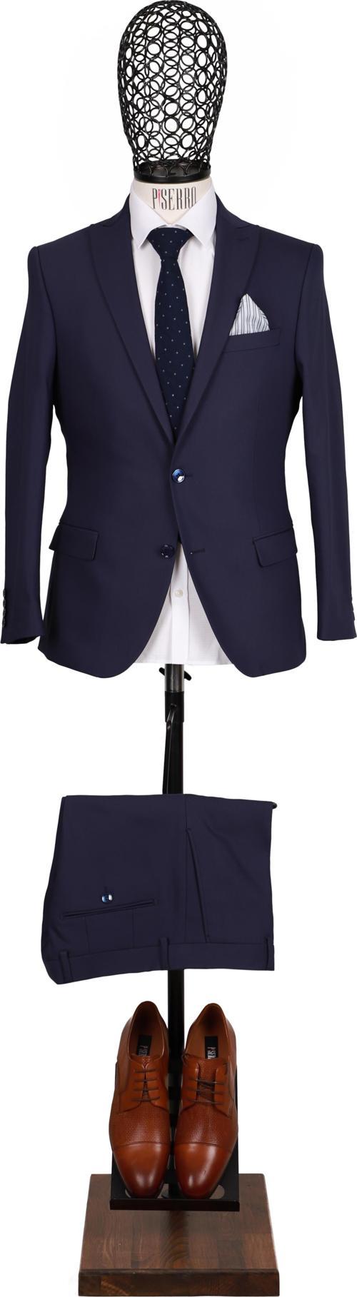 Slim Fit Parlament Mavisi Takım Elbise