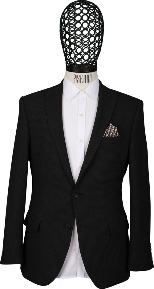 Slim Fit Siyah Klasik Desenli Ceket